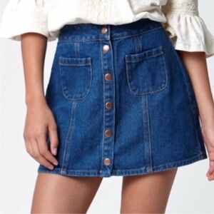 Brandy Melville Denim Button-Front Skirt